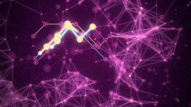 Pink transit line network map full scene building up