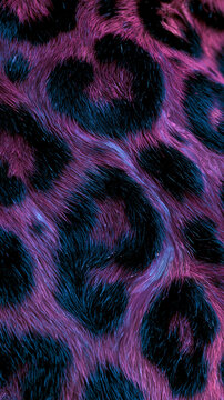vibrant purple and blue leopard spots on furry texture