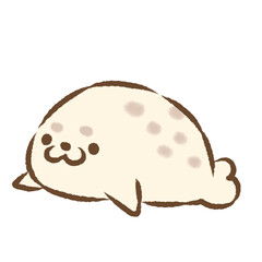 背景透過のもっちり手描きイラスト　アニマルフェイスシリーズ　アザラシ © hiyokomame