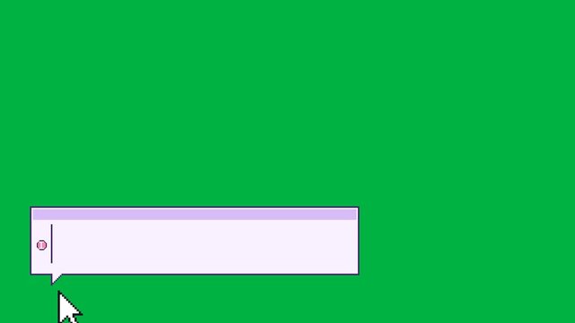 Retro tooltip balloon expands into a lower third label with open copy space on green screen