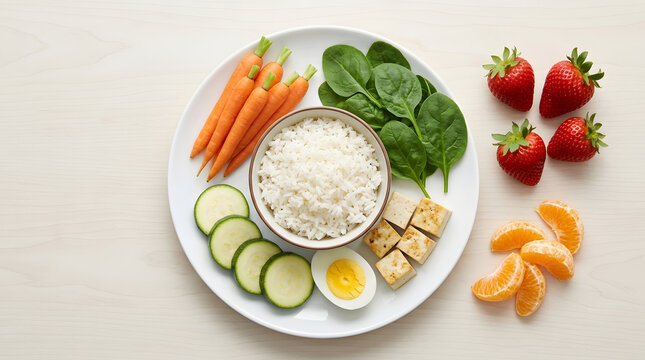 Low FODMAP friendly foods flat lay