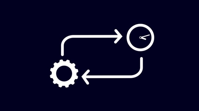 Process icon in flat style isolated on white. Process symbol in black for your web site design