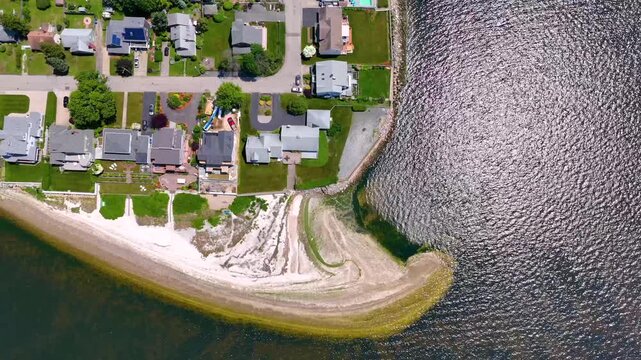 Bullock Point aerial view in summer between Providence River and Bullock Cove at Riverside, city of East Providence, Rhode Island RI, USA. 