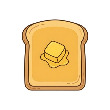 Flat vector illustration of a slice of toast bread with butter