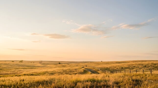 Abstract golden field with blurred motion and a soft pastel colored sky
