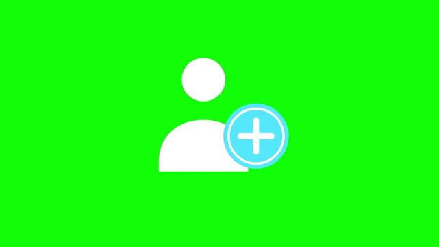 Add friend profile icon animation video with green screen background and blue plus symbol design motion clip