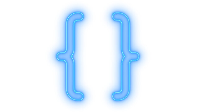 Glowing neon curly brackets code icon isolated on transparent background. Coding symbol. Programming braces. Software development sign. Web script