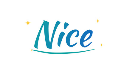 Nice brush lettering in teal blue gradient with sparkles isolated on transparent background © Juthi