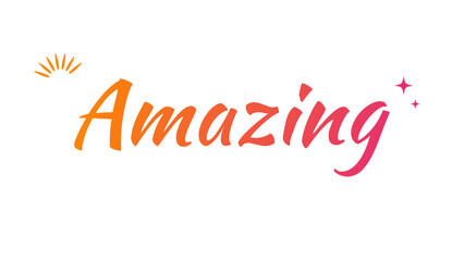Amazing brush lettering in orange pink gradient with burst accents isolated on transparent background © Juthi