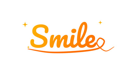 Smile brush lettering in orange gradient with swash and sparkles isolated on transparent background © Juthi