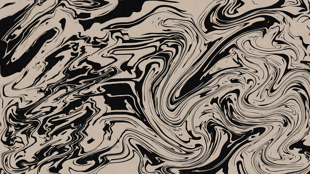 Abstract black and white swirling pattern design with dynamic fluid motion illustration
