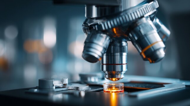 Modern research laboratory for healthcare and medical science with microscope, advanced scientific equipment, biomedical research, clinical diagnostics, pharmaceutical development, biotechnology, and 