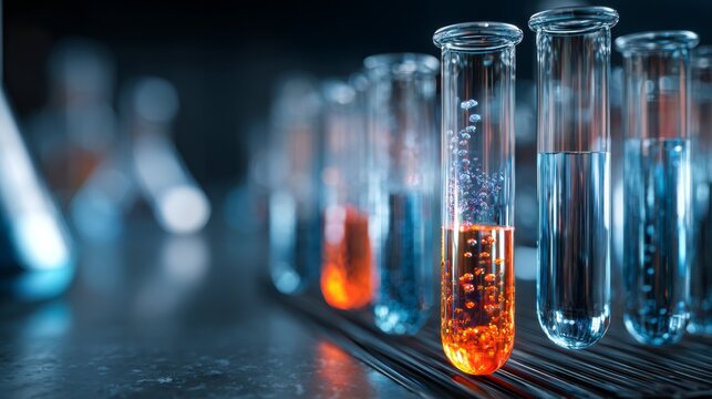 Medical test tubes and laboratory glassware for scientific research, disease diagnosis, healthcare treatment, medical laboratory testing, biotechnology innovation, pharmaceutical development, and clin