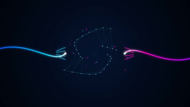 Microscopic scientific visualization of glowing neural synapse collision firing electrical impulses and brain network pathways, medical neuroscience research background on deep navy backdrop