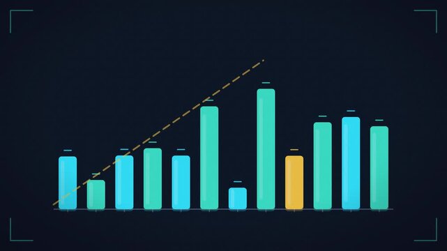 Looping Bar Chart With Rising Bars on Dark Finance Background
