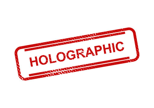 Holographic stamp with red border and text illustration