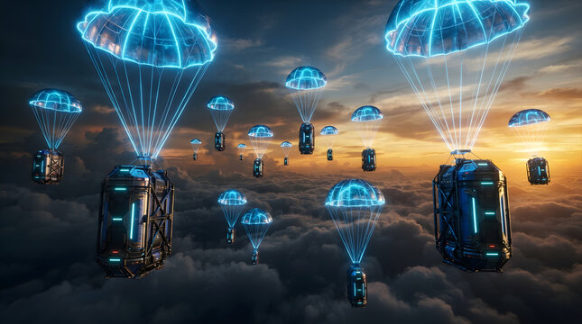 Creative futuristic visualization of valuable digital data being protected by multiple independent backup systems, symbolizing data backup, disaster recovery, cloud backup, database protection,