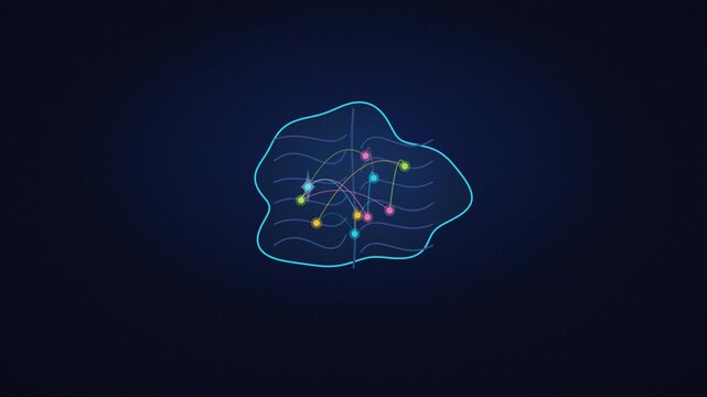 Digital brain with circuit traces and electric sparks at synapses