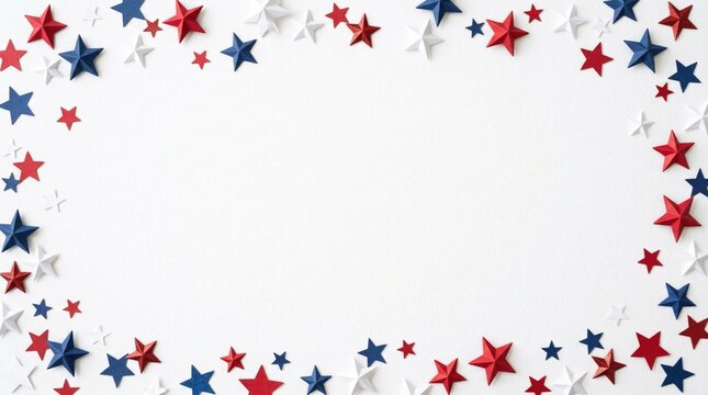 Red White and Blue Star Garland Decoration on a Clean White Background