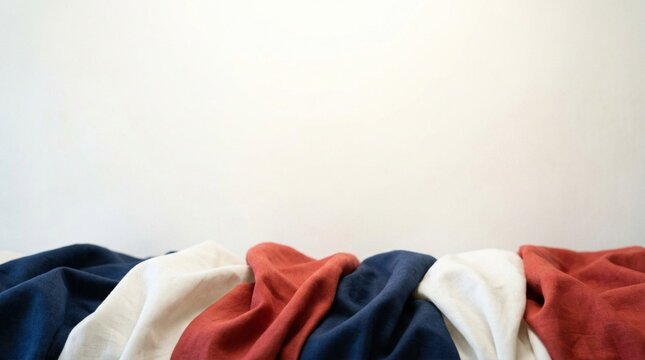 Close Up of American Flag Fabric on a Clean White Background