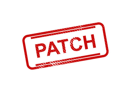 Red patch stamp with word patch illustration
