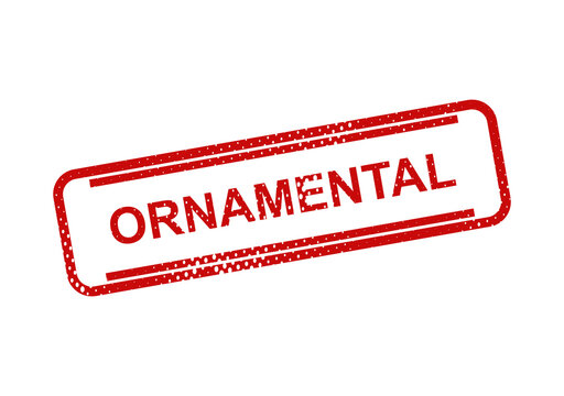 Red ornamental stamp with bold text label illustration