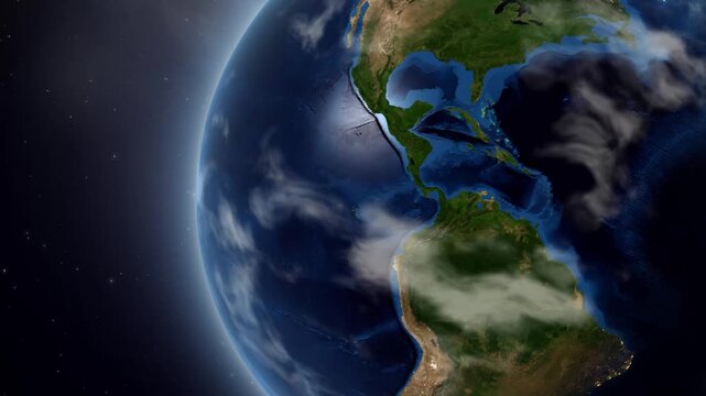 Animated Earth Zoom into Kuwait with Country Infographic Data