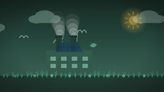Factory smoke turning into clean green air seamless morphing loop