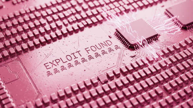 Exploit found warning on a computer circuit board