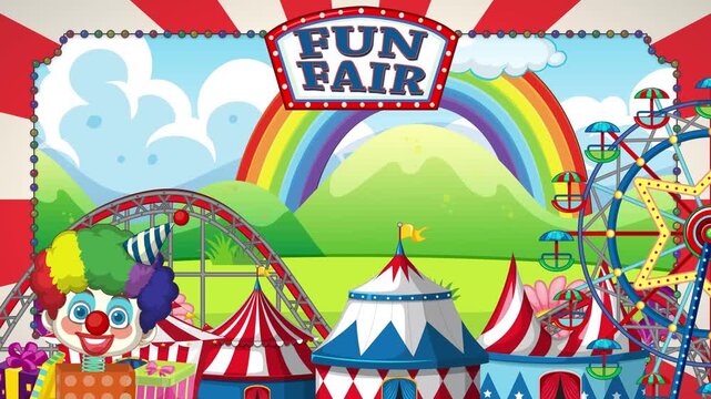 Cartoon Fun Fair Amusement Park Frame Border Motion Background Loop