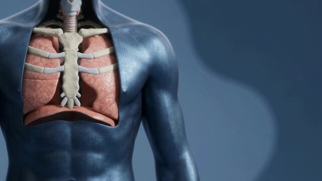 Human Lungs and Rib Cage - Anatomical Visualization of Respiratory System - Realistic 3D Medical Animation