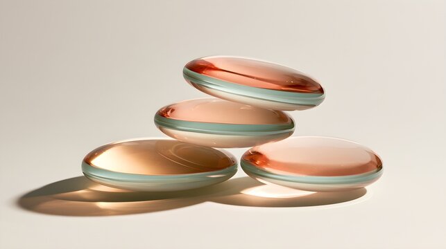 Three translucent pebbles stacked loosely on a surface