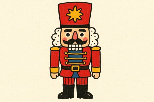 Whimsical nutcracker soldier illustration.