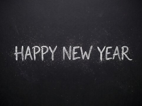 Happy new year 2027 chalk writing on a black chalkboard with a textured background
