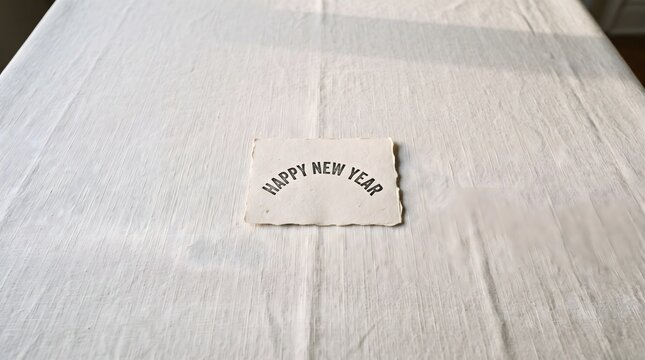 Happy new year 2027 message on a vintage card with a white linen textured background
