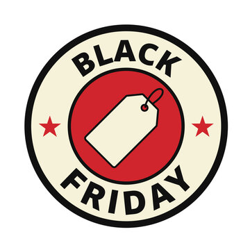 Black friday retail announcement badge with a blank price tag in a circular frame discount shopping promotion