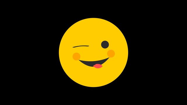 2D flat vector winking and playful emoji motion graphic loop