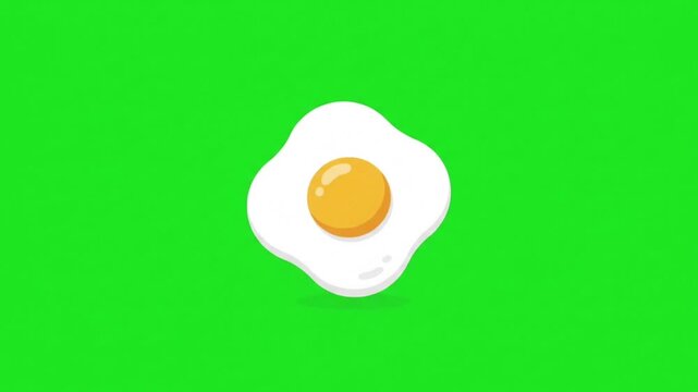 Sunny Side Up Fried Egg Flat Design Vector Animation on Green Screen
