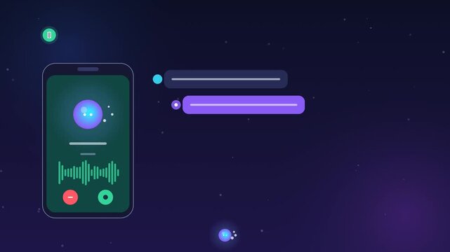A smartphone rings, the AI assistant answers, transcribes the conversation and creates a call summary with tasks. Animated 4K  Smooth loop