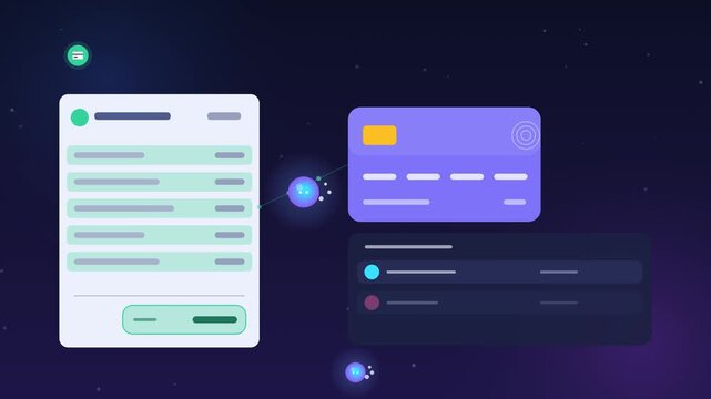 AI Invoice Processing and Online Payment with Card and Paid Confirmation, Animated 4K Motion Graphic