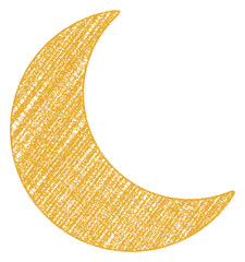 Hand drawn colored pencil crescent moon doodle icon isolated on transparent background © AENG THINGS