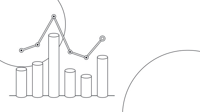 Minimalist Outline Bar Chart and Line Graph for Business Data Analysis