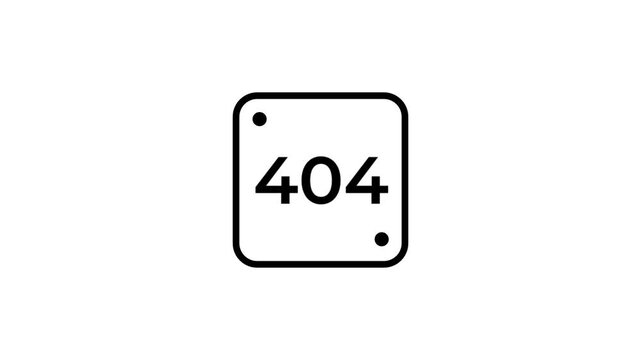 Minimalist line icon of a 404 error page inside a rounded square browser window frame, ideal for page not found screens and web development projects