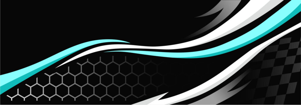 Cyan and Black Futuristic Rac...