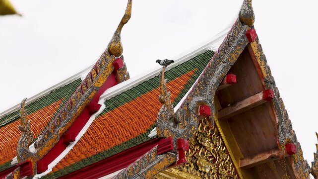 Ornate Thai Buddhist Temple Roof Details at Wat Arun Bangkok
