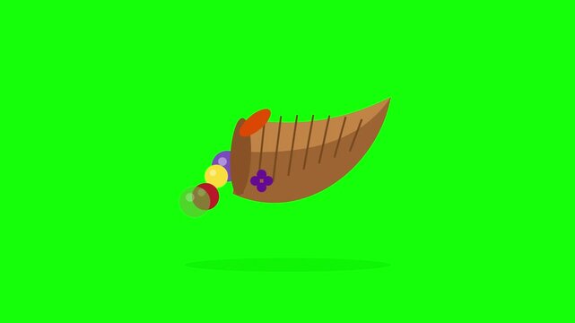 Flowing Cornucopia Fruit Animation on Green Background