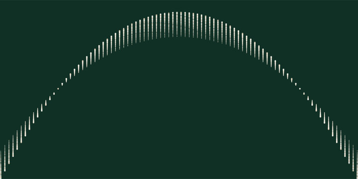 Abstract parabolic curve formed by white dots against dark green background symbolizing growth trajectory