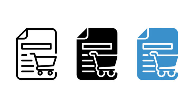 Purchase requisition and shopping cart vector icon set for business commerce