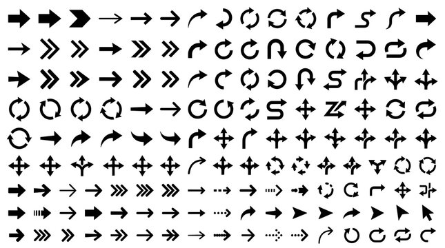 Black arrow icons set collection vector illustration isolated on white background symbol design