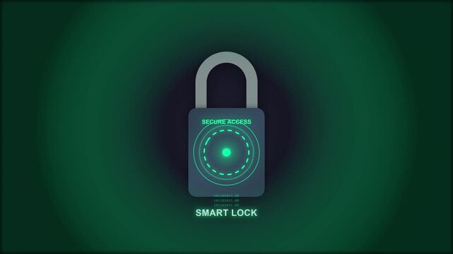 Futuristic Cyber Security Smart Lock Scanning Interface Motion Graphic 4K